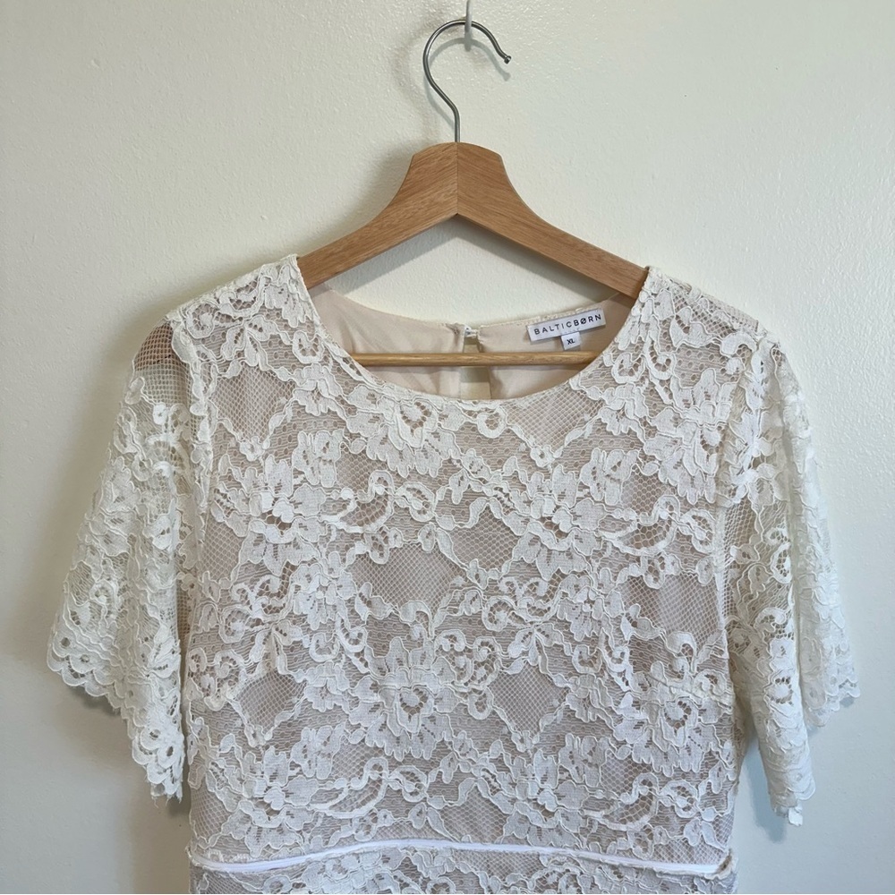 Baltic Born Womens Aasha Lace Short Dress Off White Bridal Size XL - Picture 5 of 8